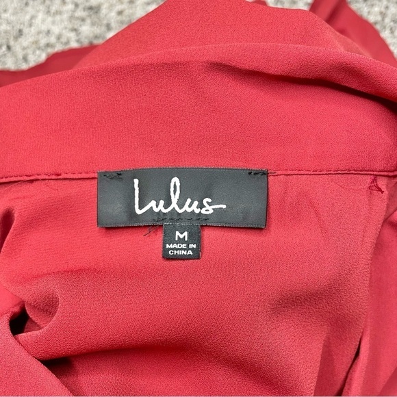 Lulus Rise to the Top Rust Red V-Neck Short Sleeve Top Blouse Medium - Picture 6 of 10